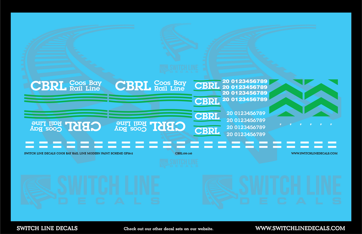 N Scale Coos Bay Rail Line Modern Paint Scheme GP38-2 Locomotive Decal Set