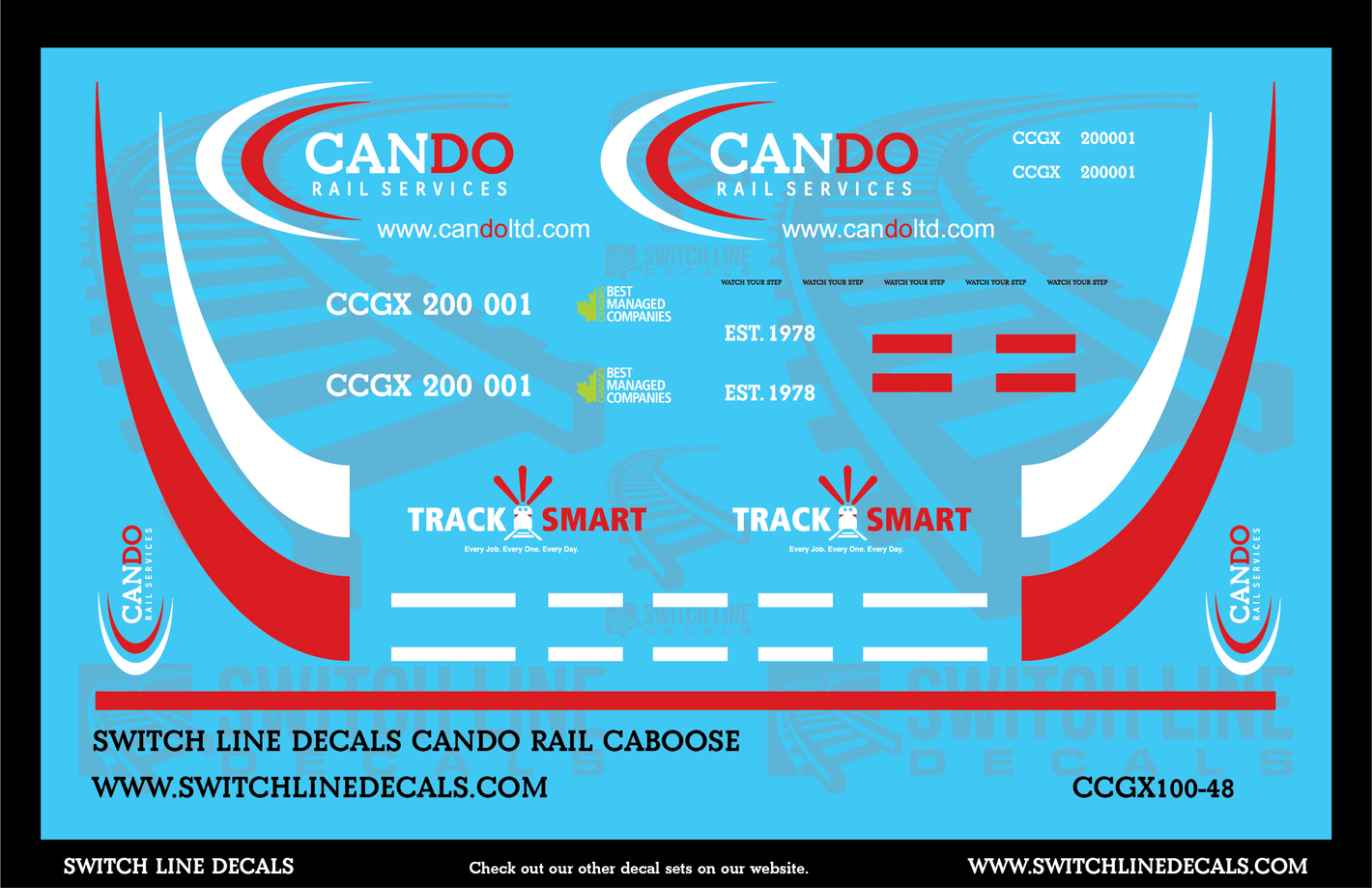 O Scale Cando Rail Caboose Decal Set