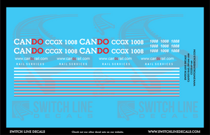 N Scale Cando Rail SW1200 1008 Locomotive Decal Set