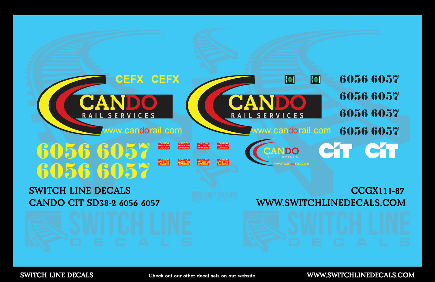 HO Scale Cando CIT SD38-2 6056 6057 Locomotive Decal Set