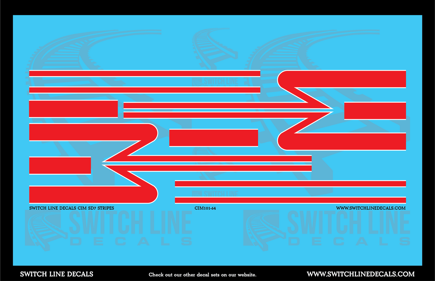 S Scale CIM SD7 Locomotive Stripes Decal Set