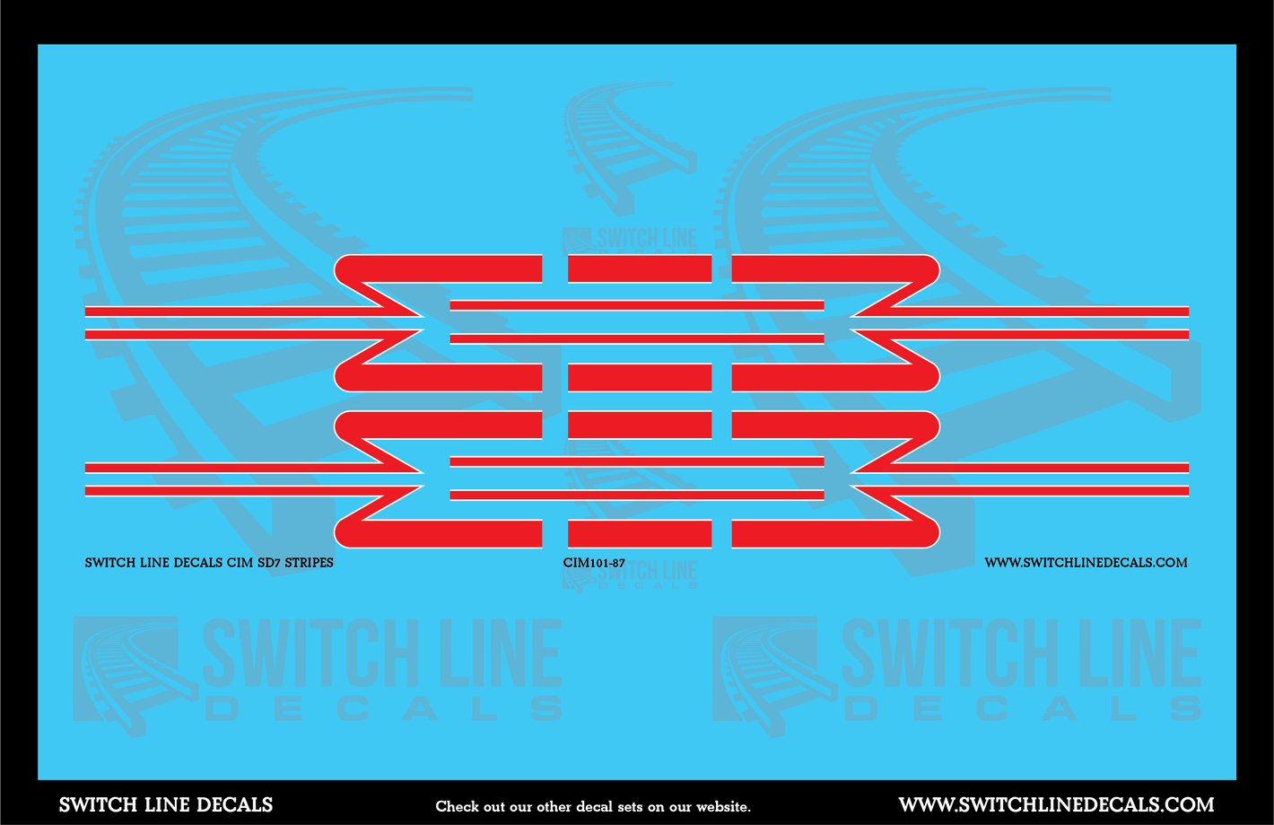 HO Scale CIM SD7 Locomotive Stripes Decal Set