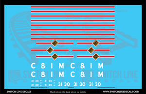 O Scale Chicago Illinois & Midland 30 / 31 Locomotives Decal Set