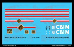 O Scale Chicago & Illinois Midland 61 Locomotive Decal Set