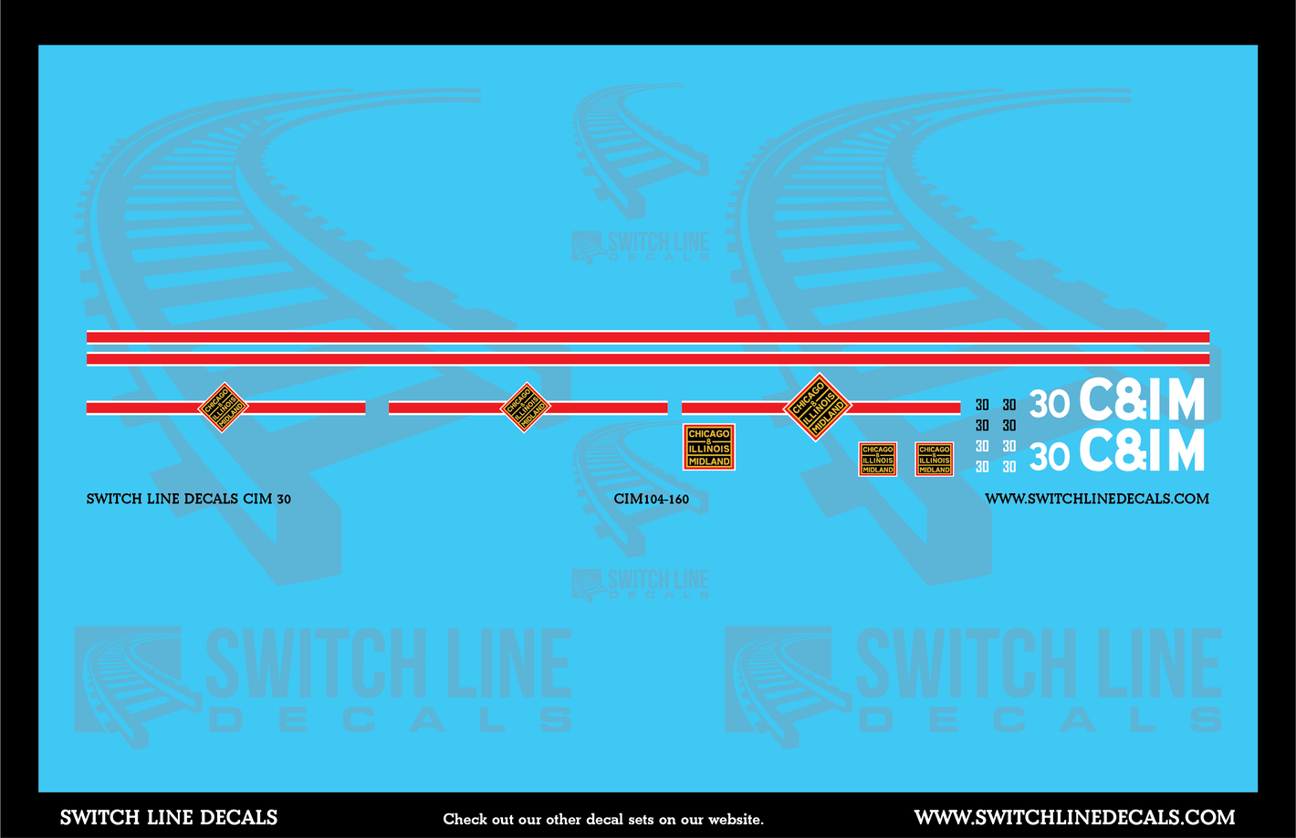N Scale Chicago & Illinois Midland 30 Locomotive Decal Set