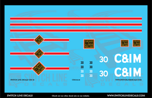 O Scale Chicago & Illinois Midland 30 Locomotive Decal Set