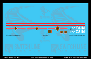 HO Scale Chicago & Illinois Midland 30 Locomotive Decal Set