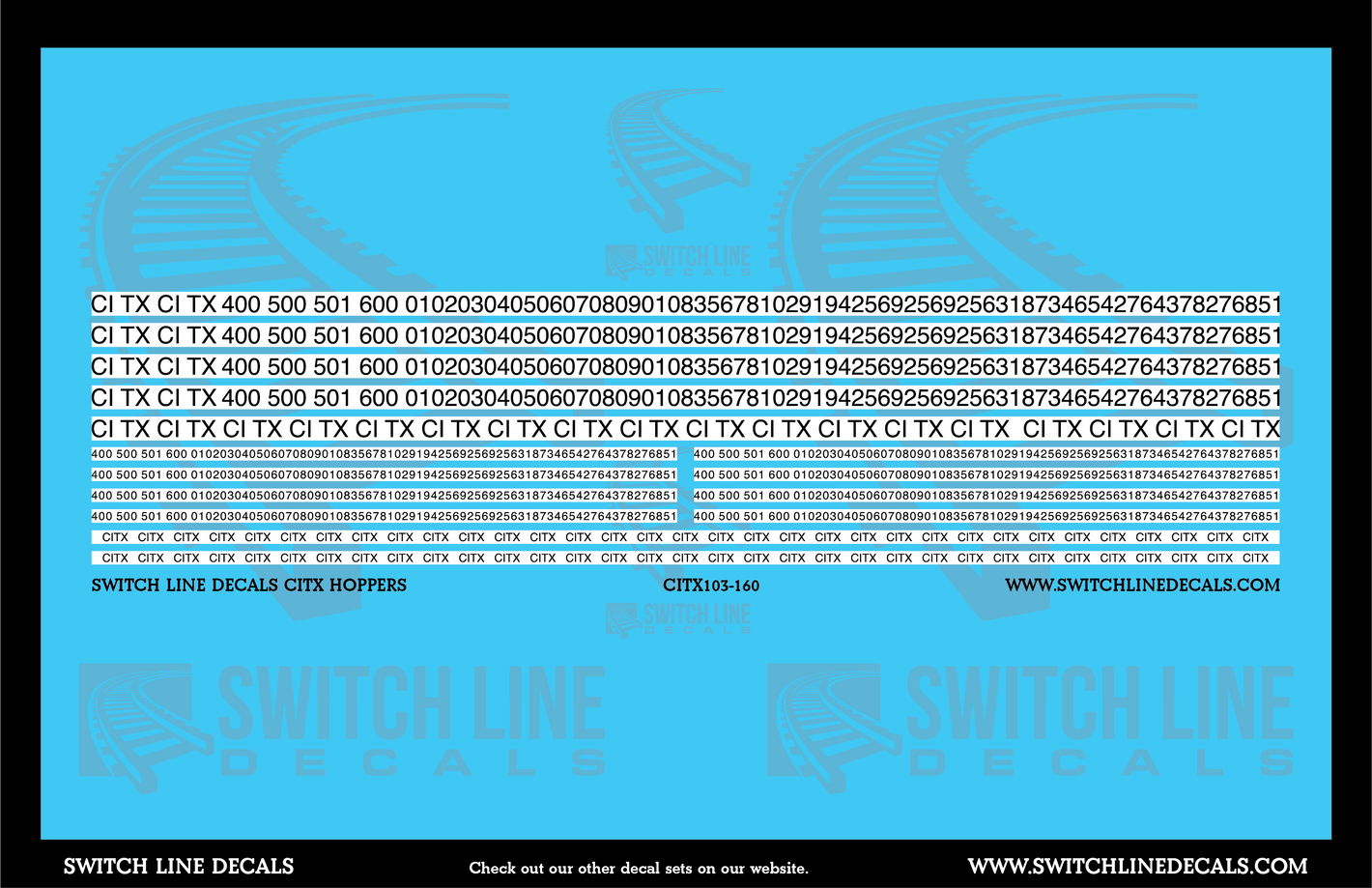 N Scale CITX Hopper White Background Patches Decal Set