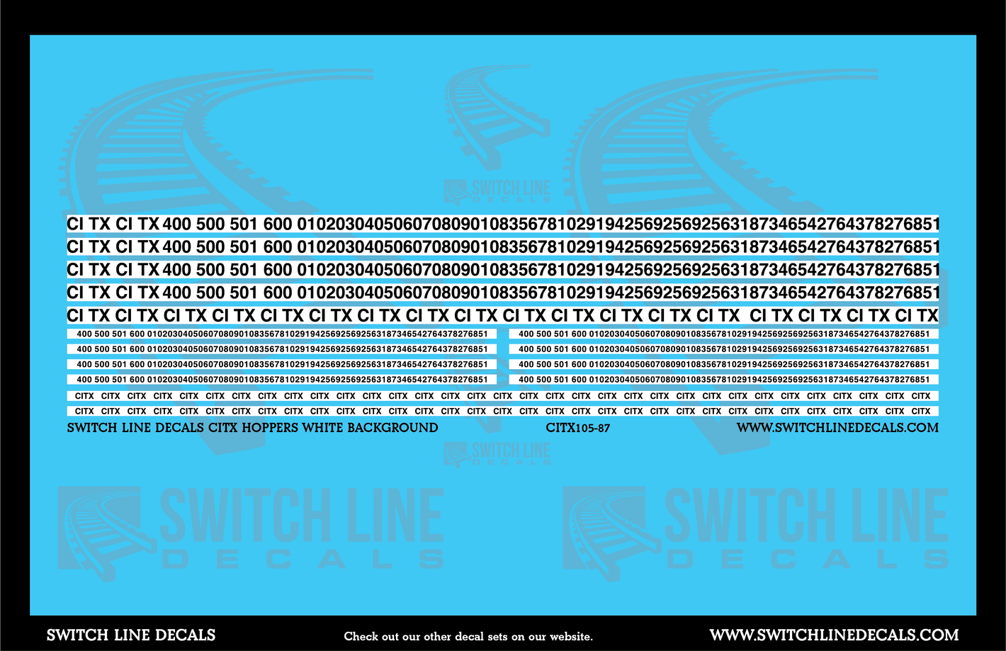 HO Scale CITX Bold Hopper Patches White Background Decal Set