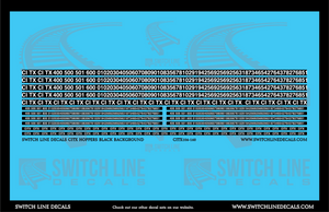 N Scale CITX Bold Hopper Patches Black Background Decal Set