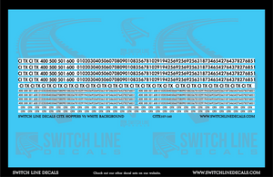 N Scale CITX Hoppers V2 White Background Decal Set