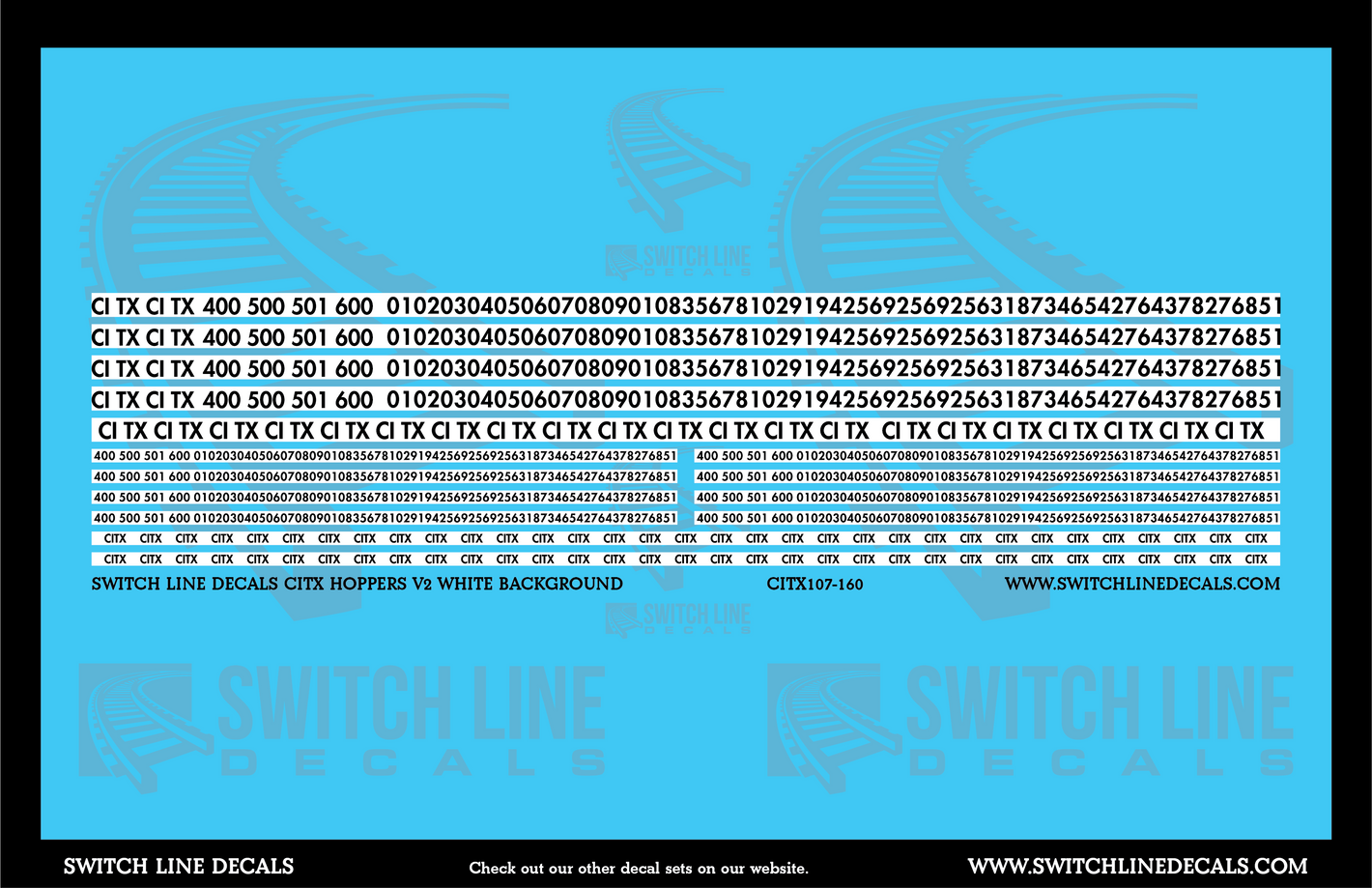 N Scale CITX Hoppers V2 White Background Decal Set