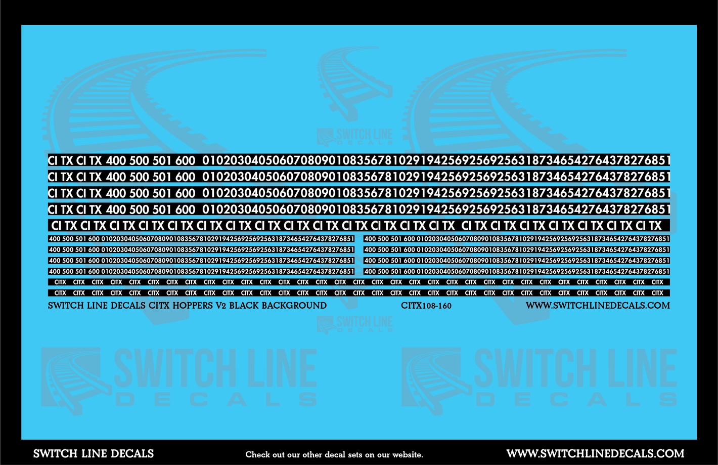 N Scale CITX Hopper Patches V2 Black Background Decal Set