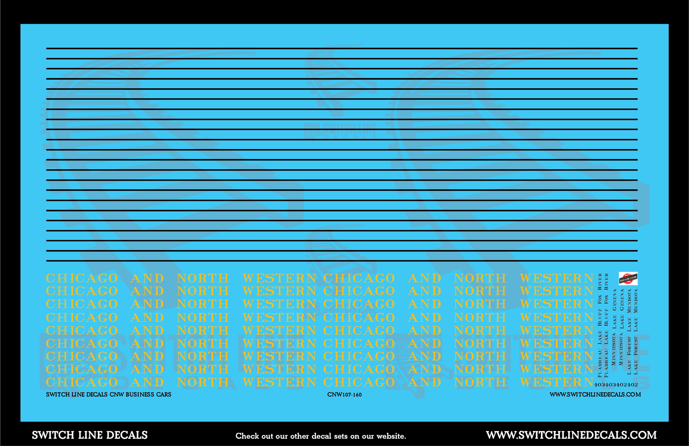 N Scale CNW Business Cars Decal Set