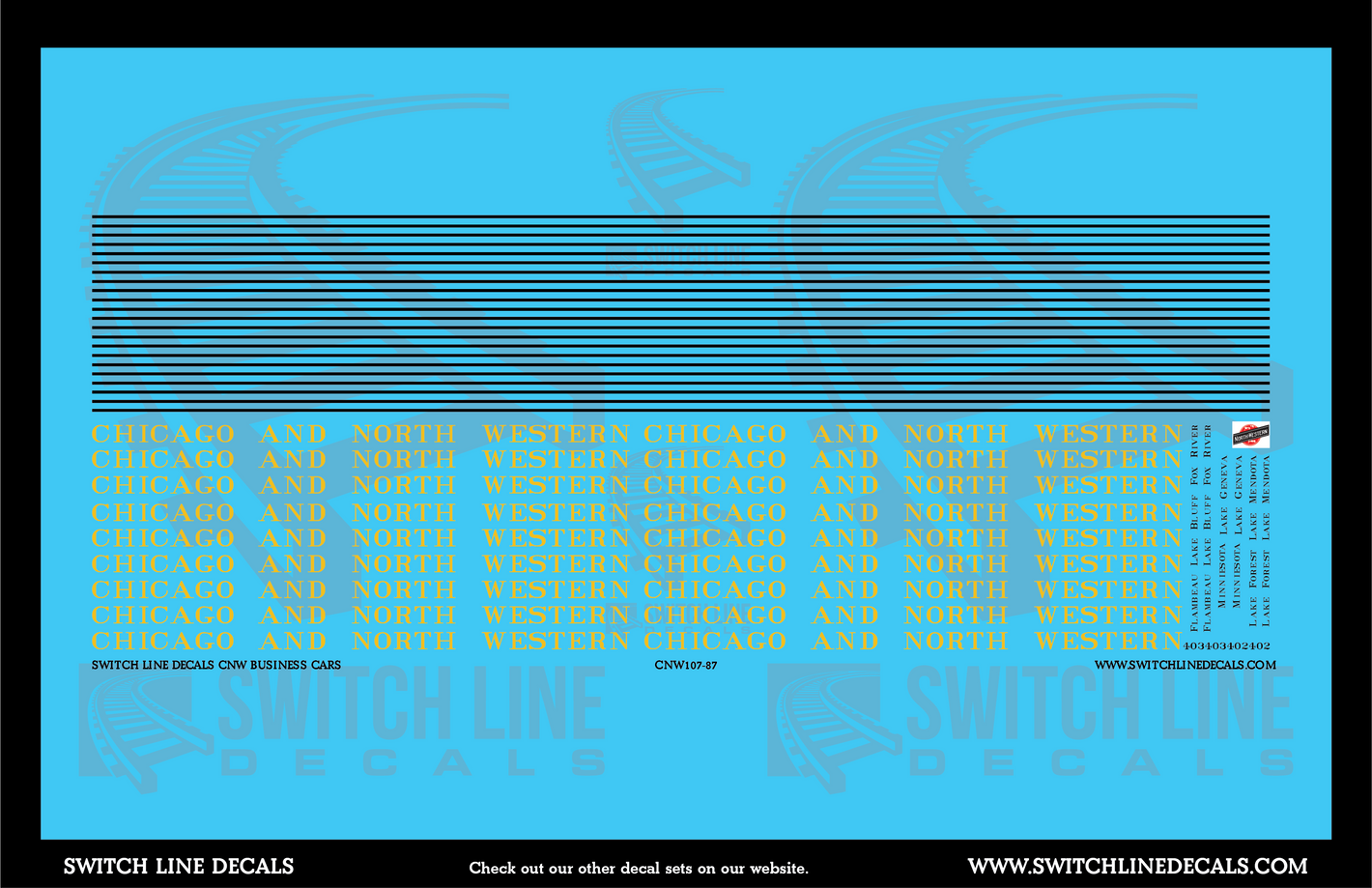 HO Scale CNW Business Cars Decal Set