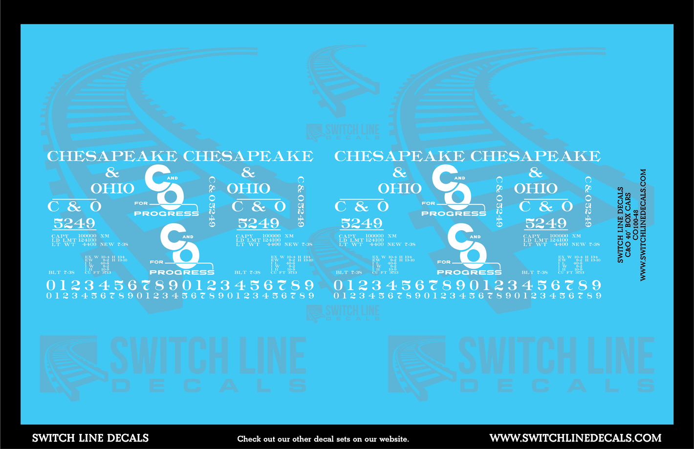 O Scale Chesapeake & Ohio C&O For Progress Logo 40' Box Cars Decal Set