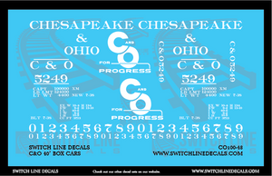 O Scale Chesapeake & Ohio C&O For Progress Logo 40' Box Cars Decal Set