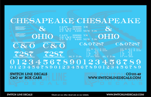 O Scale Chesapeake & Ohio 40' Box Cars Decal Set