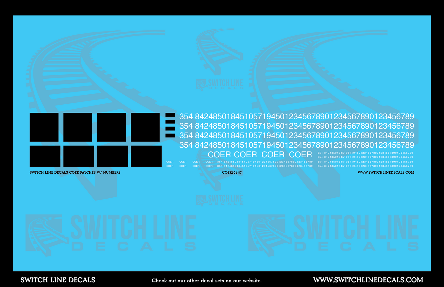 HO Scale COER Patches W/Numbers Decal Set
