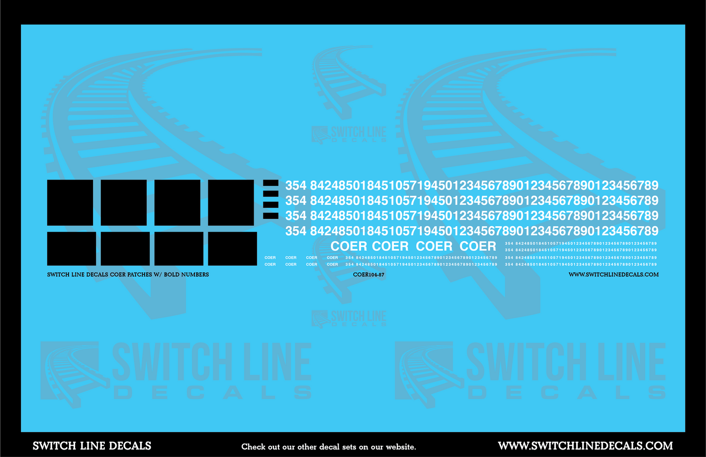 HO Scale COER Patches W/Bold Numbers Decal Set