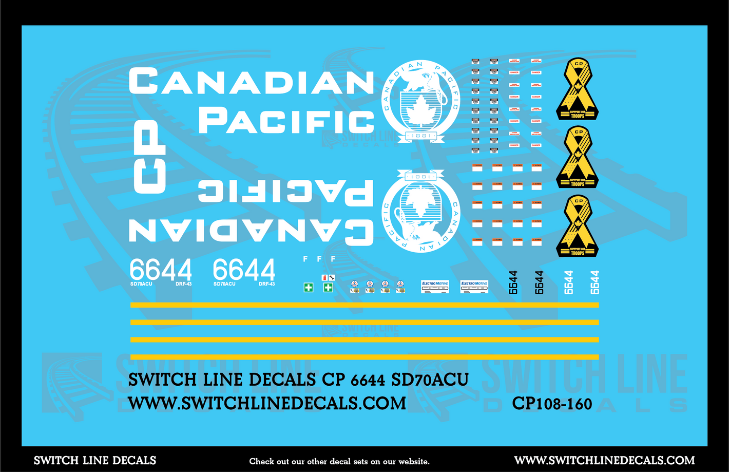 N Scale Canadian Pacific 6644 SD70ACU Locomotive Decal Set