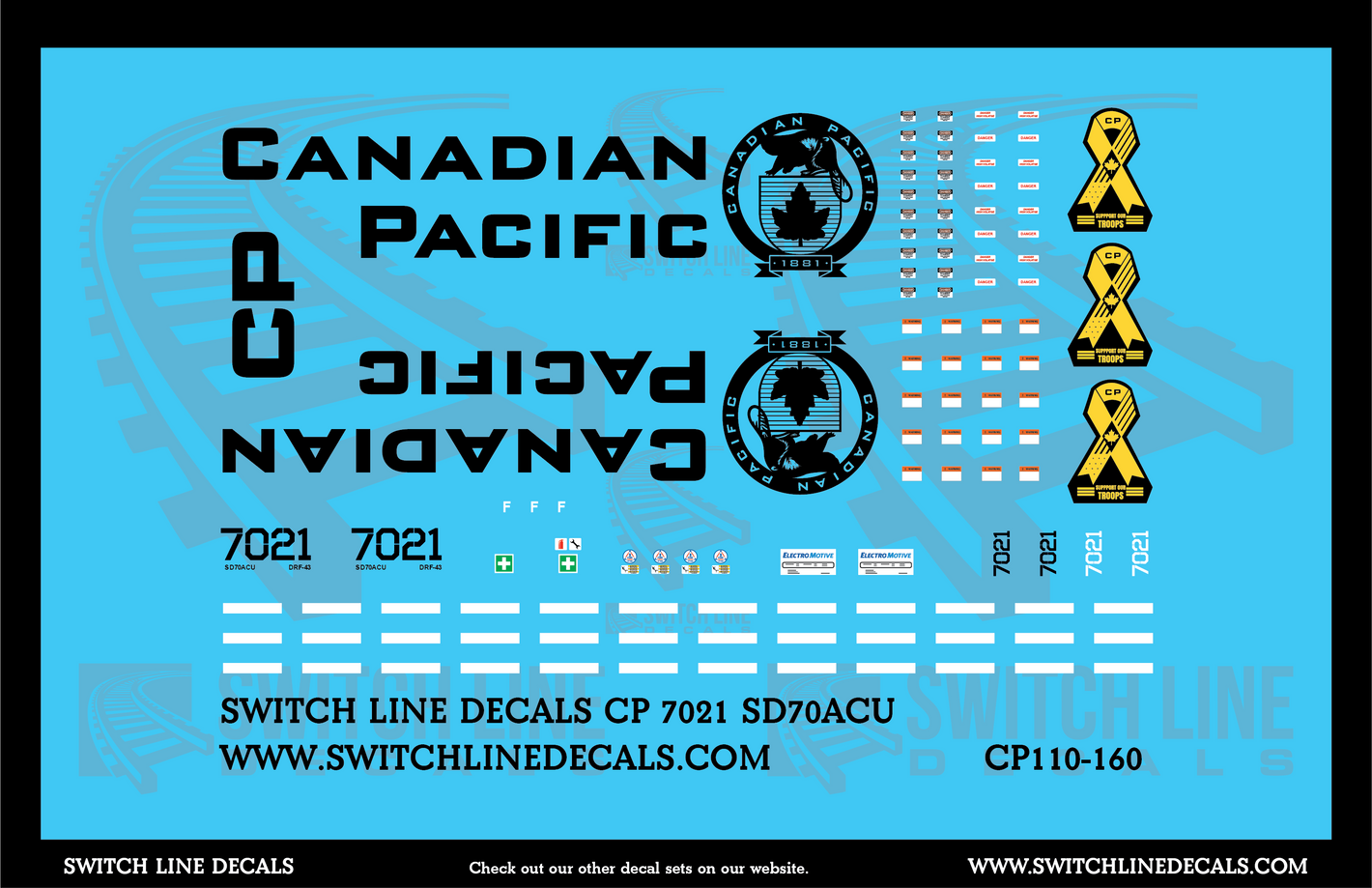 N Scale Canadian Pacific 7021 SD70ACU Locomotive Decal Set