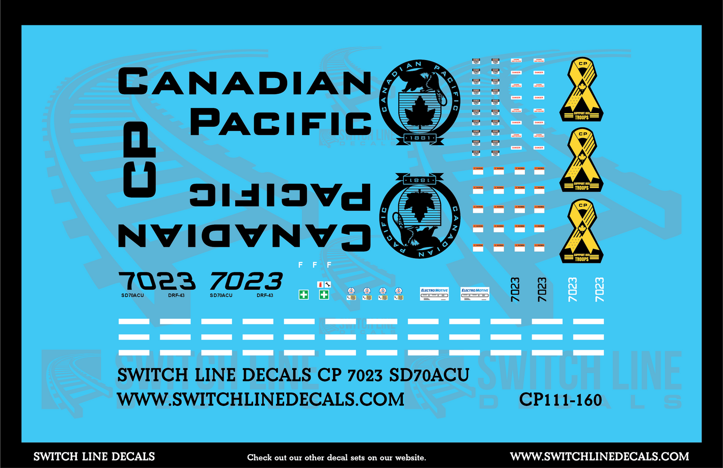 N Scale Canadian Pacific 7023 SD70ACU Locomotive Decal Set