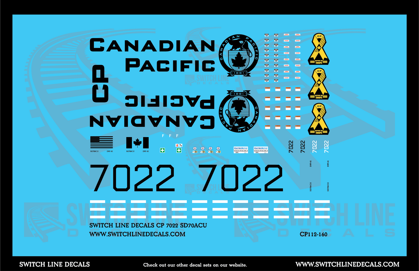 N Scale Canadian Pacific 7022 SD70ACU Locomotive Decal Set