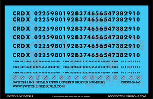 N Scale CRDX Covered Hopper Numbers Decal Set