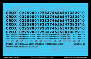 O Scale CRDX Covered Hopper Numbers Decal Set