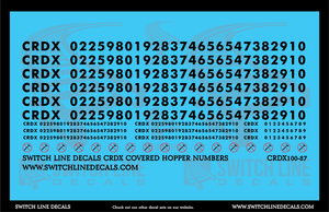 HO Scale CRDX Covered Hopper Numbers Decal Set