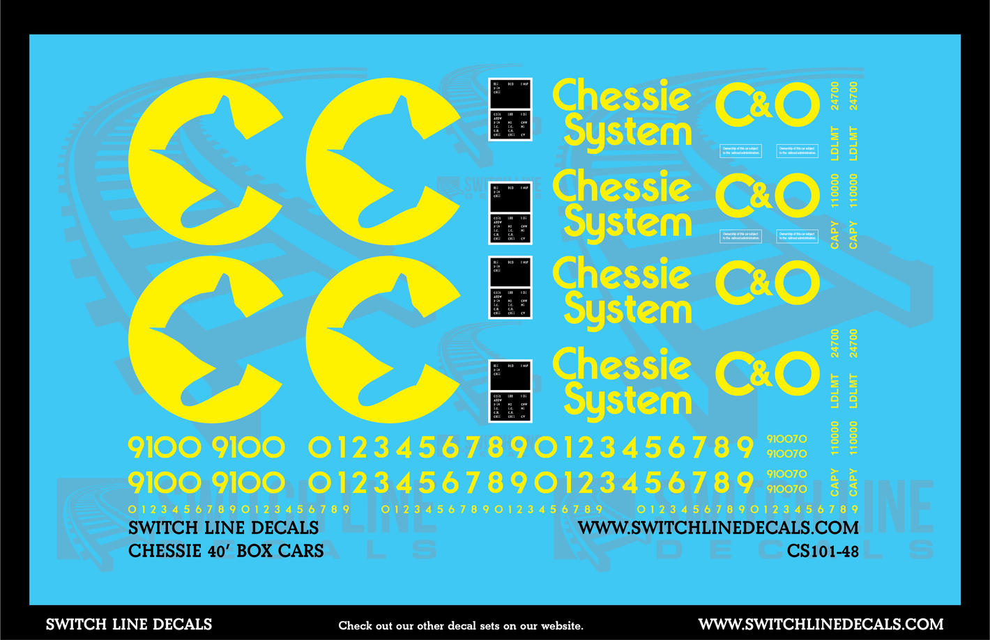 O Scale Chessie System 40' Box Cars Decal Set