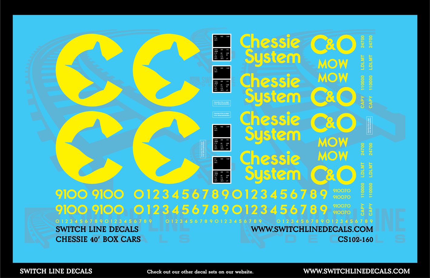 N Scale Chessie System 40' MOW Box Cars Decal Set