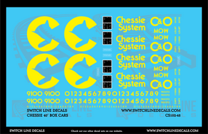 O Scale Chessie System 40' MOW Box Cars Decal Set