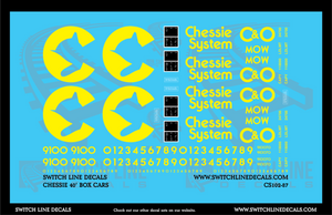 HO Scale Chessie System 40' MOW Box Cars Decal Set