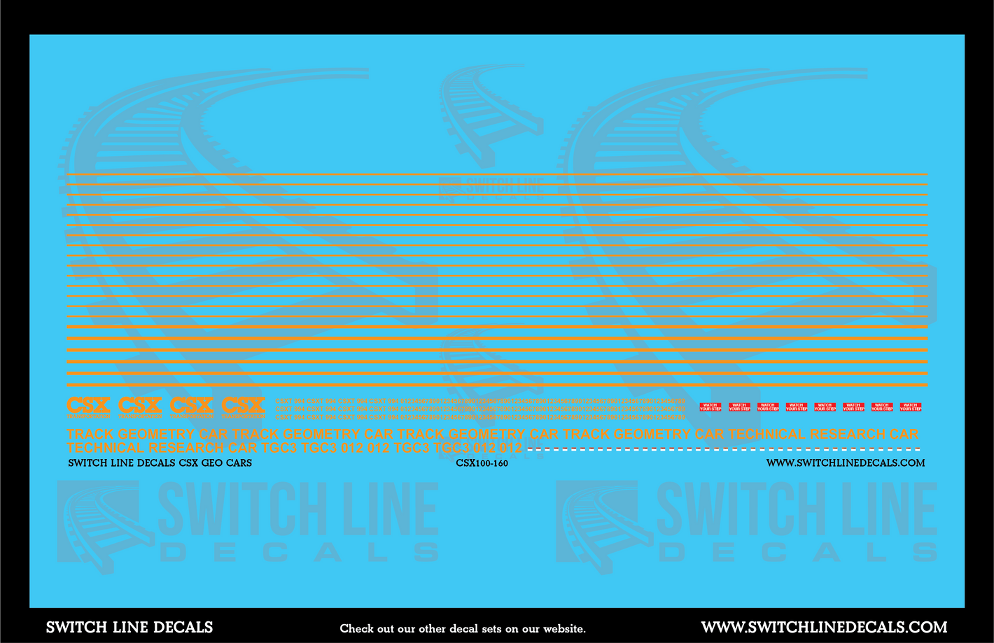 N Scale CSX Geometry Cars Decal Set