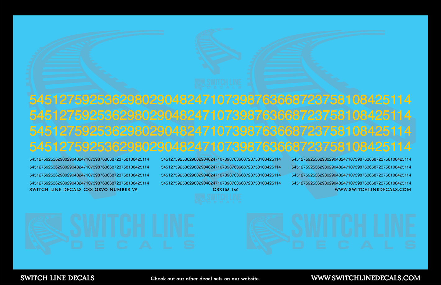 N Scale CSX GEVO Numbers V2 Decal Set