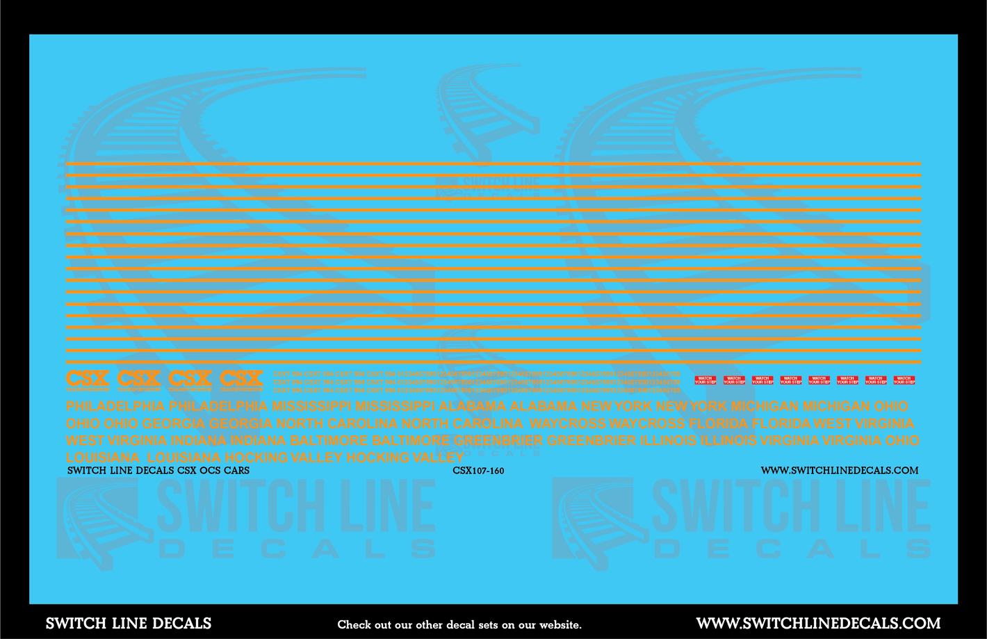 N Scale CSX OCS Cars Decal Set