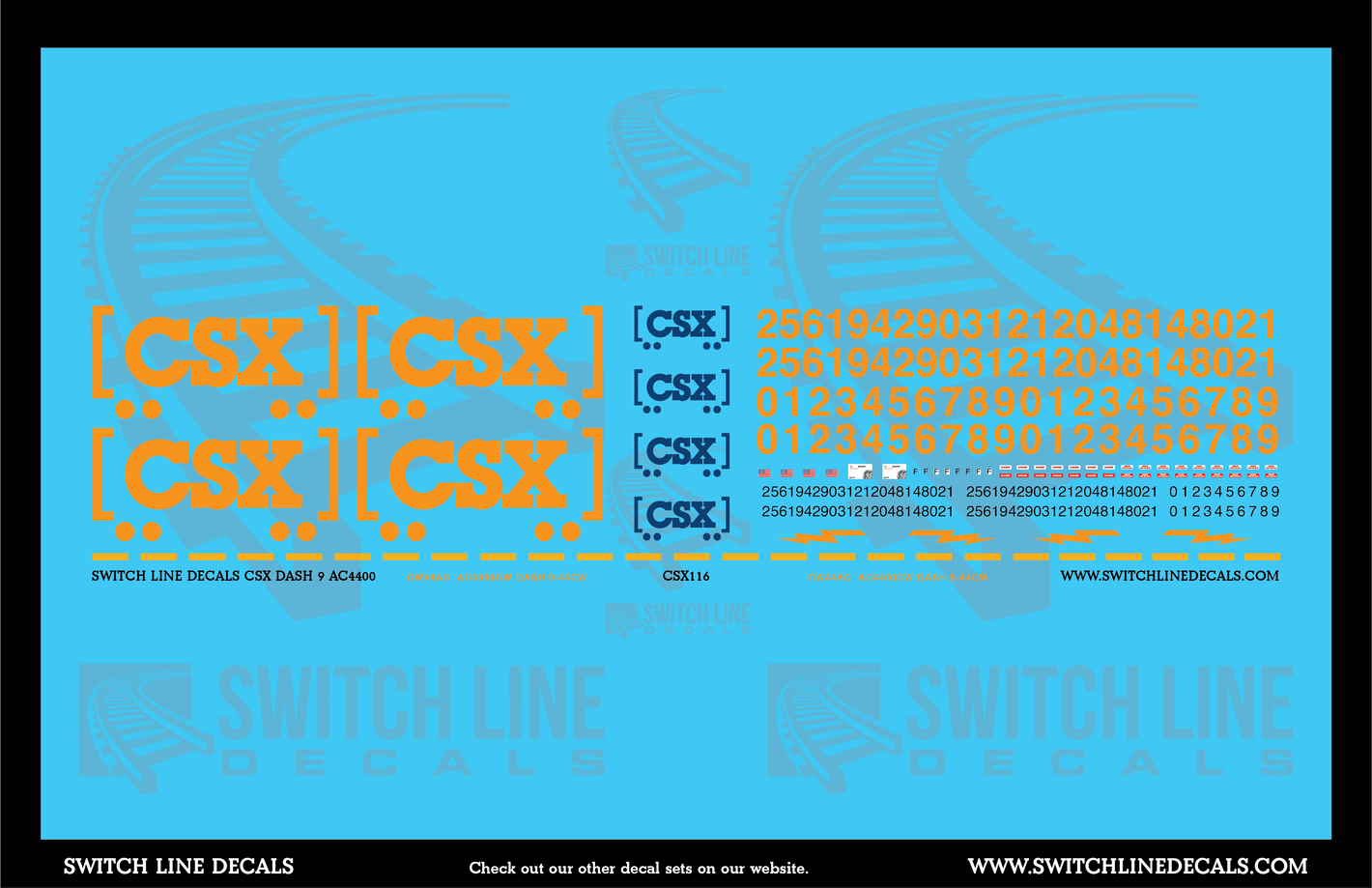 HO Scale CSX Dash 9/AC4400 Locomotive Decal Set