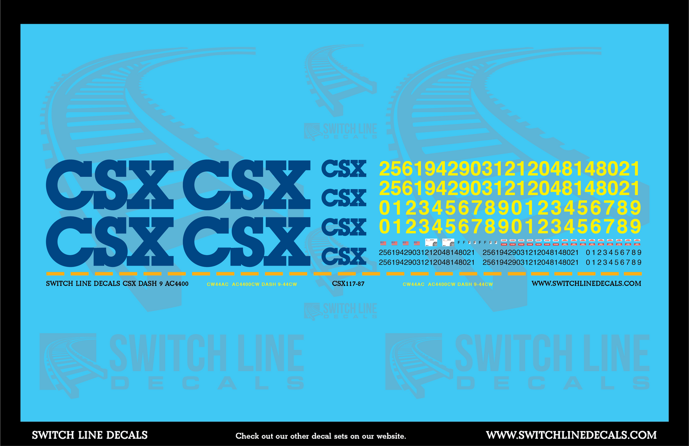 HO Scale CSX Dash 9 / AC4400CW Diesel Locomotive Decal Set