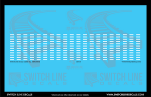 HO Scale Dashed White Sill Stripes Decal Set