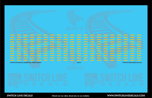 HO Scale Yellow Dashed Sill Stripes Decal Set