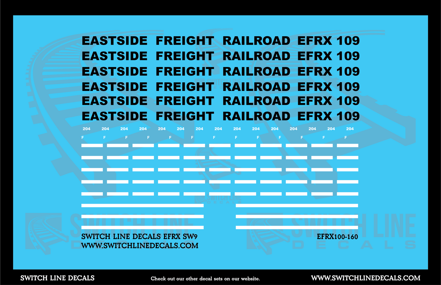 N Scale EFRX SW9 Locomotive Decal Set