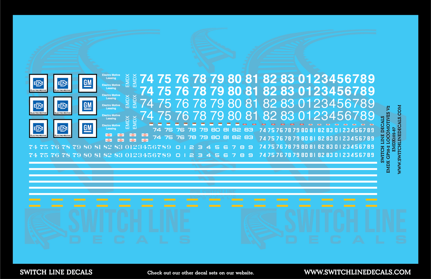 HO Scale EMDX GP38-2 Locomotives V2 Decal Set