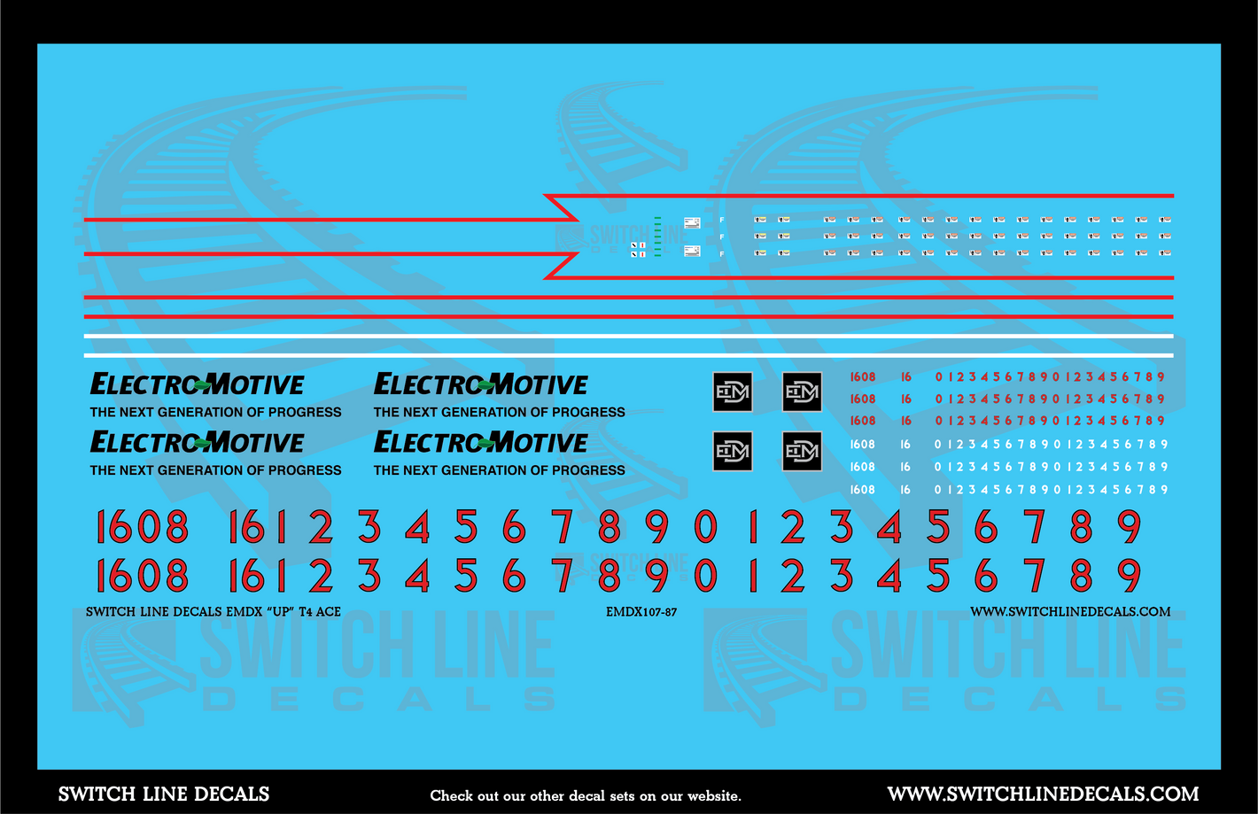 HO Scale EMDX "UP" T4 ACE Locomotive Decal Set