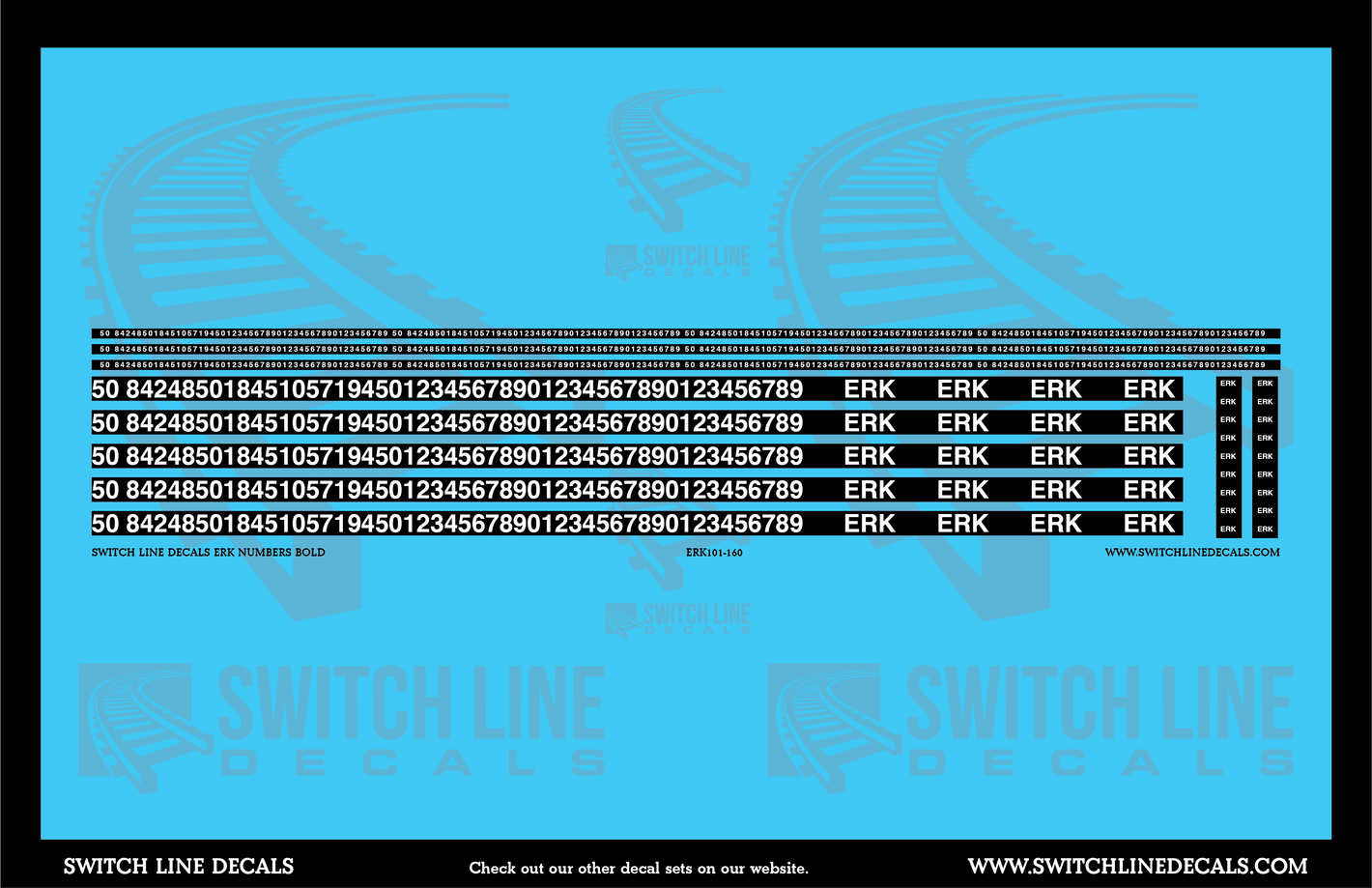 N Scale ERK Numbers Bold Decal Set