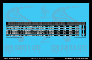 N Scale ERK Numbers Bold Decal Set