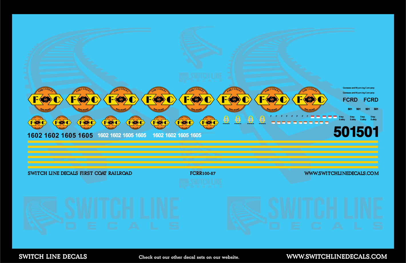 HO Scale First Coast Railroad Decal Set