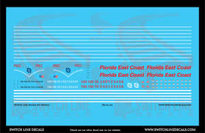 N Scale Florida East Coast Red and White Scheme SD70M-2 Locomotive Decal Set