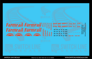 N Scale Farm Rail Early GP9 Locomotive Decal Set